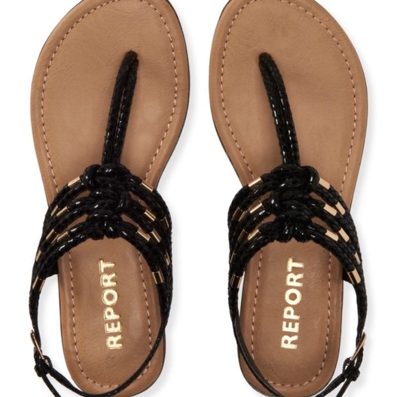 Report Shoes - black & gold sandals | report